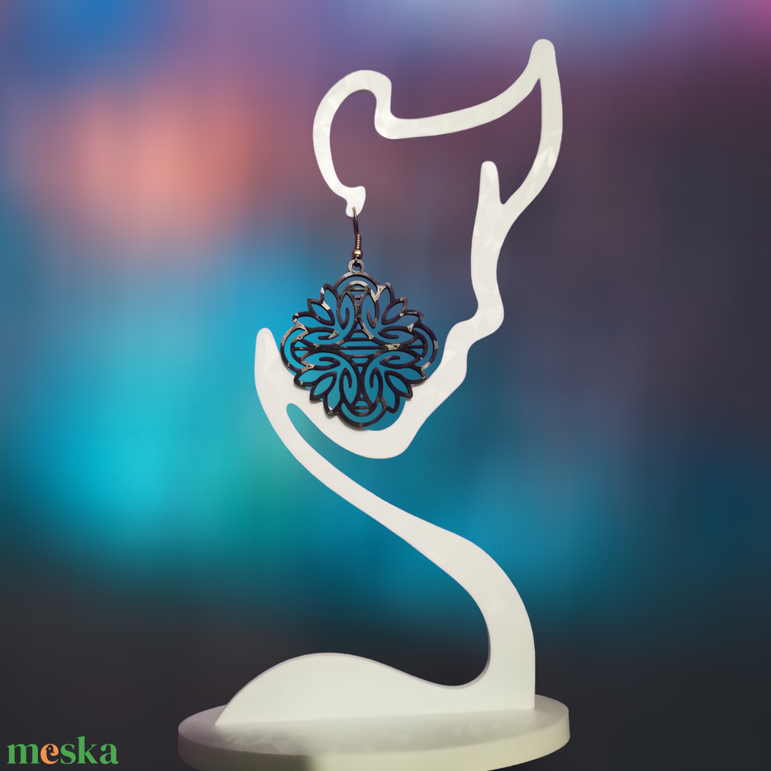 Elegáns fekete fülbevaló - ékszer - fülbevaló - lógó fülbevaló - Meska.hu