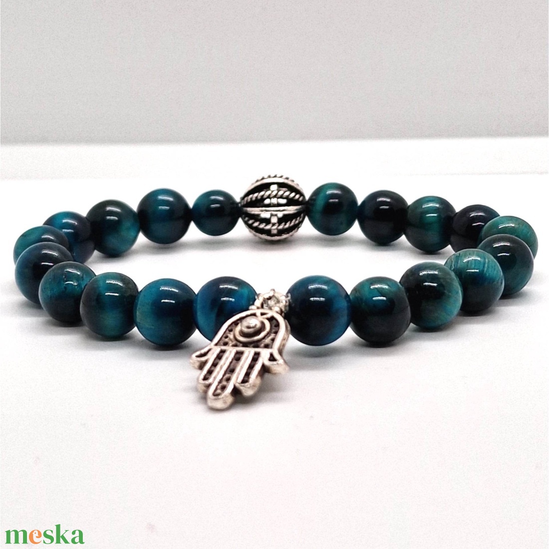 kék Tigrisszem ásvány karkötő  - ékszer - karkötő - gyöngyös karkötő - Meska.hu