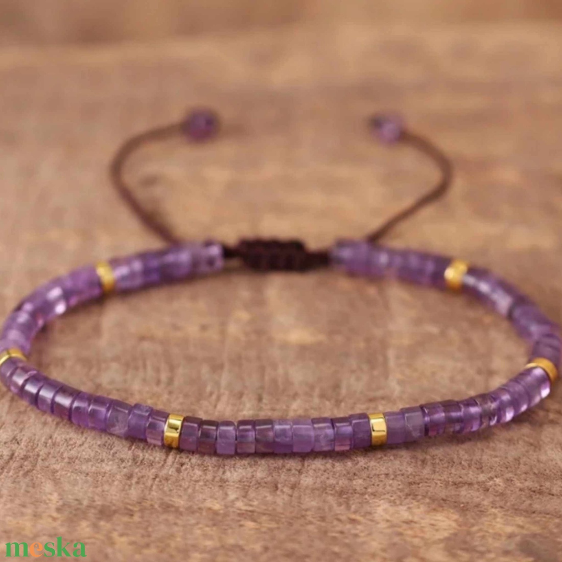 Asványi Karkötő - Lila Sötét Ametiszt, Gyógyító - ékszer - karkötő - gyöngyös karkötő - Meska.hu