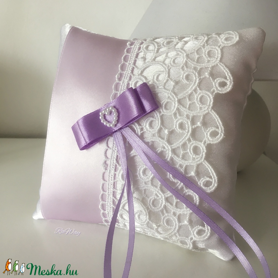 Gyűrűpárna Lila álom - esküvő - kiegészítők - gyűrűtartó & gyűrűpárna - Meska.hu