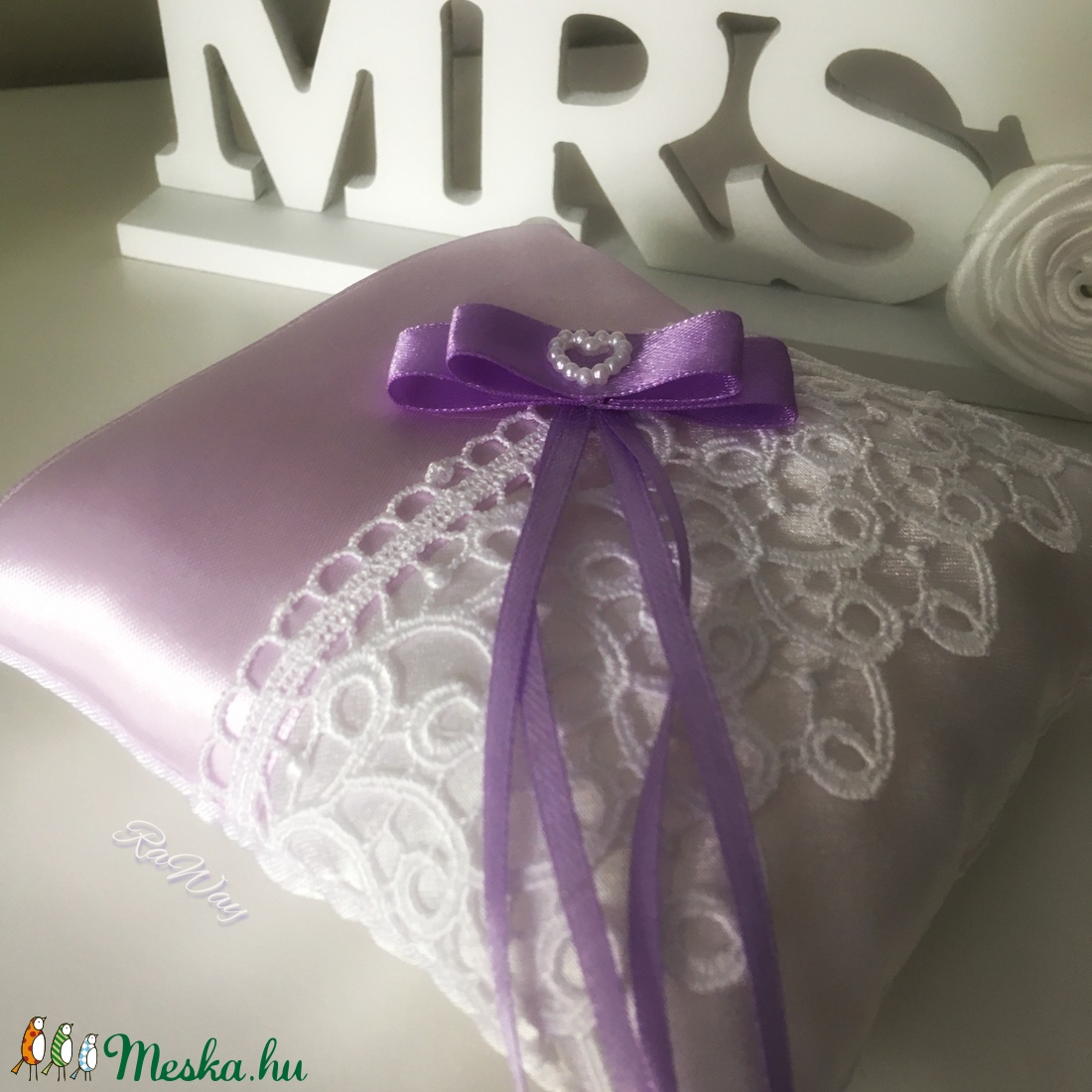 Gyűrűpárna Lila álom - esküvő - kiegészítők - gyűrűtartó & gyűrűpárna - Meska.hu