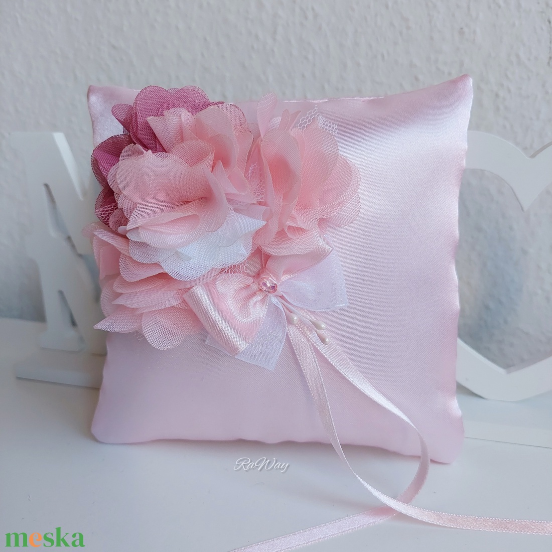 Gyűrűpárna Rózsaszín - esküvő - kiegészítők - gyűrűtartó & gyűrűpárna - Meska.hu
