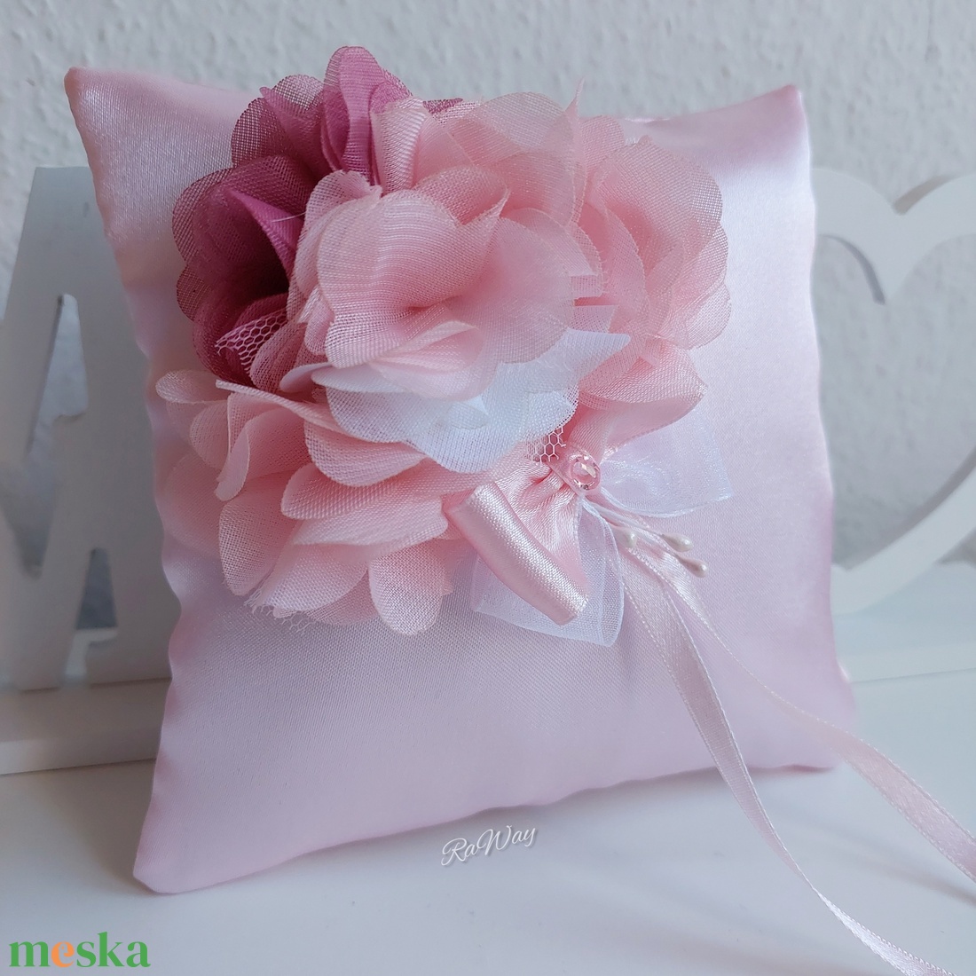 Gyűrűpárna Rózsaszín - esküvő - kiegészítők - gyűrűtartó & gyűrűpárna - Meska.hu