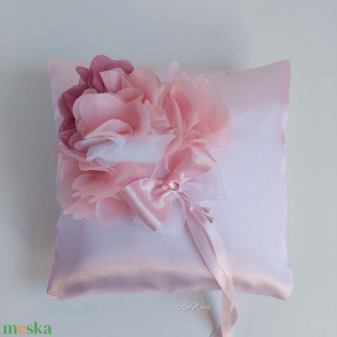Gyűrűpárna Rózsaszín - esküvő - kiegészítők - gyűrűtartó & gyűrűpárna - Meska.hu