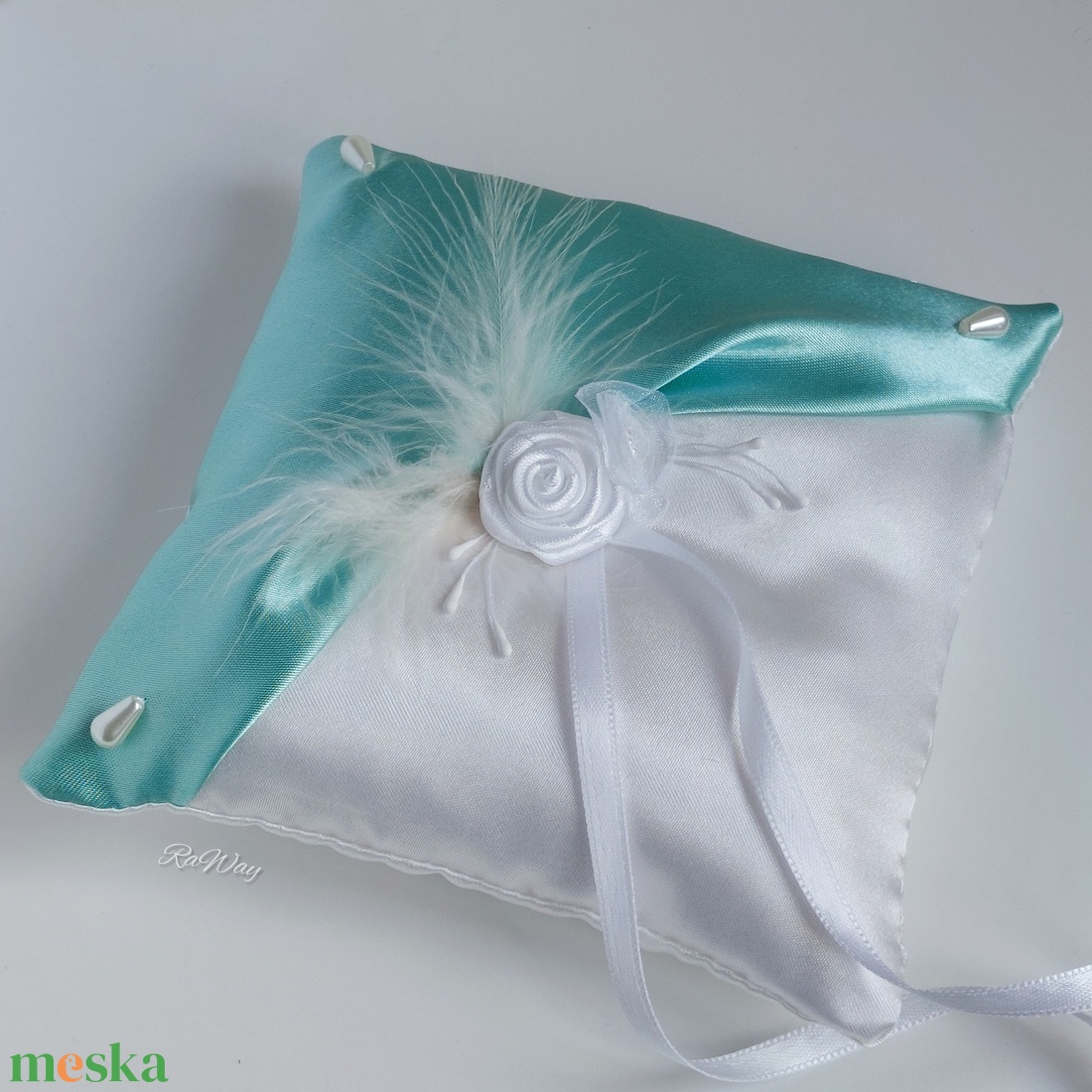 Gyűrűpárna Menta - esküvő - kiegészítők - gyűrűtartó & gyűrűpárna - Meska.hu