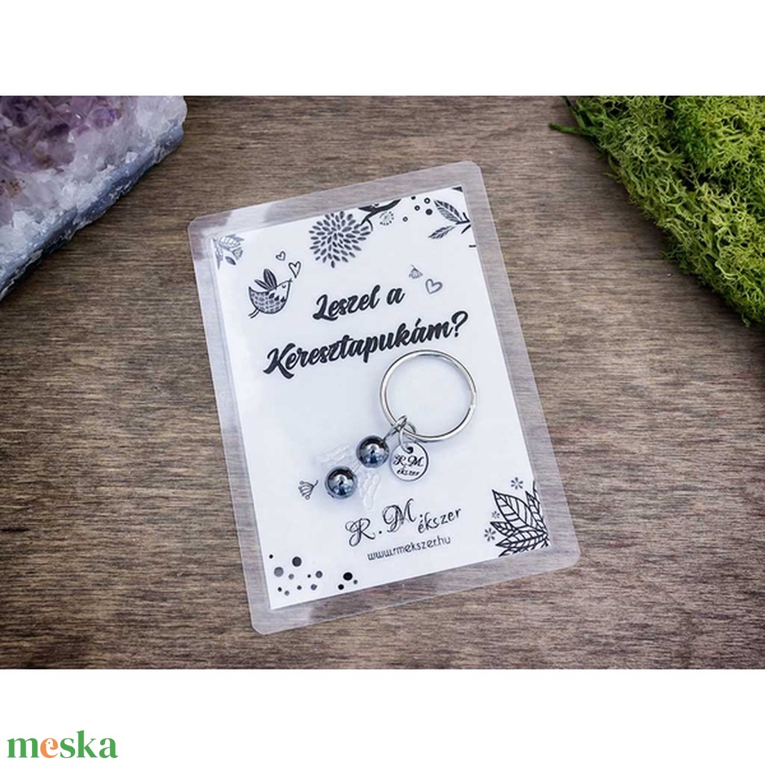Leszel a Keresztapukám kulcstartó hematittal - táska & tok - kulcstartó & táskadísz - kulcstartó - Meska.hu