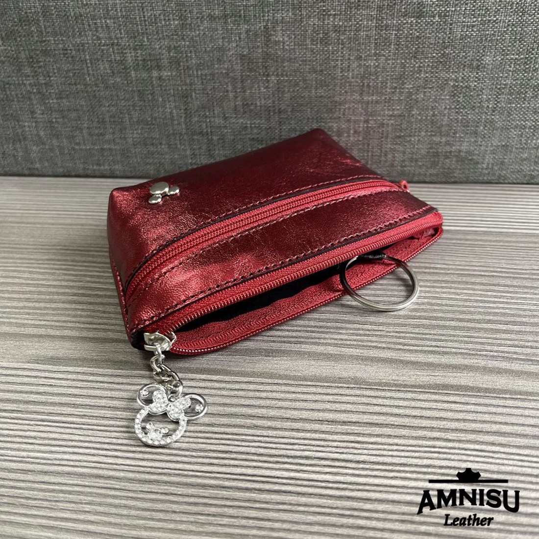 Metál bordó Mickey egeres kettő cipzáras kulcstartó B5006 - táska & tok - kulcstartó & táskadísz - kulcstartó - Meska.hu