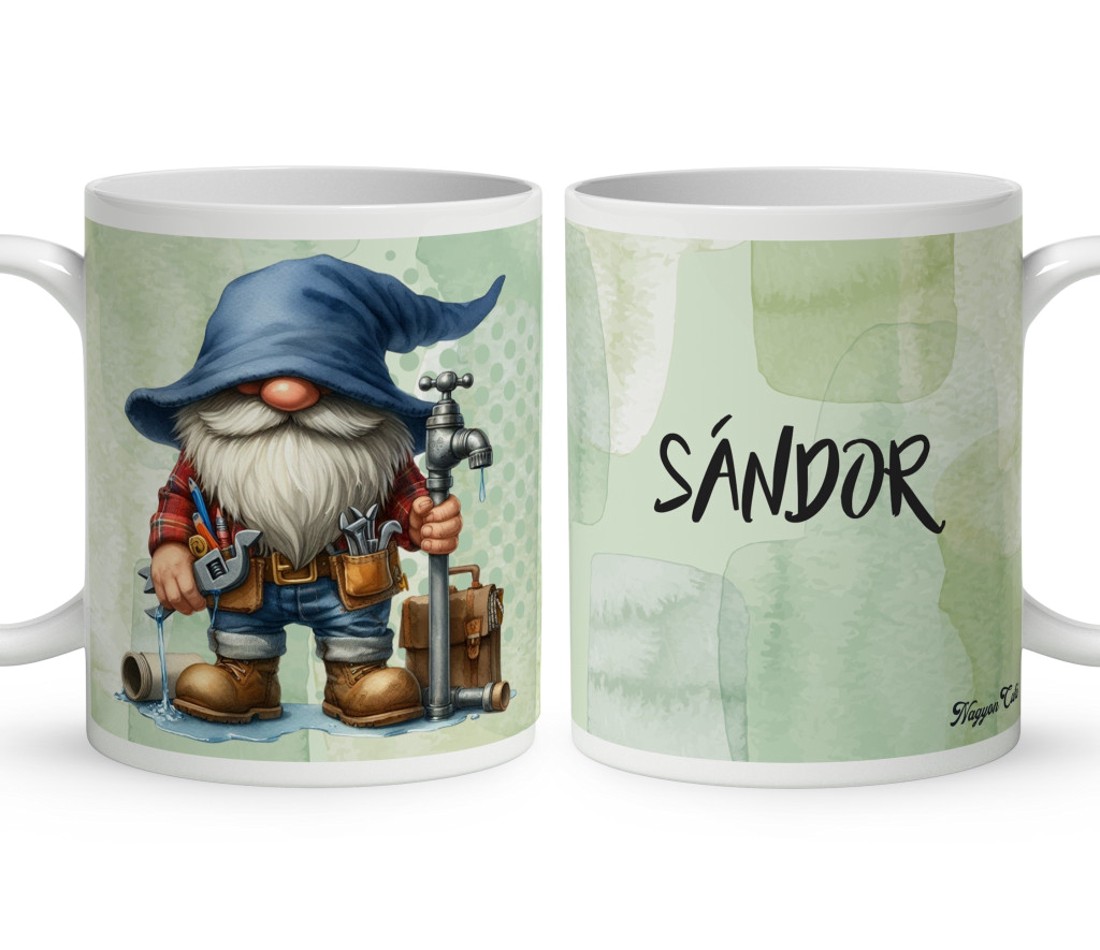 Névvel kérhető - Vízszerelő Ezermester manó mintás bögre - otthon & életmód - konyhafelszerelés, tálalás - tálalás - bögre & csésze - Meska.hu