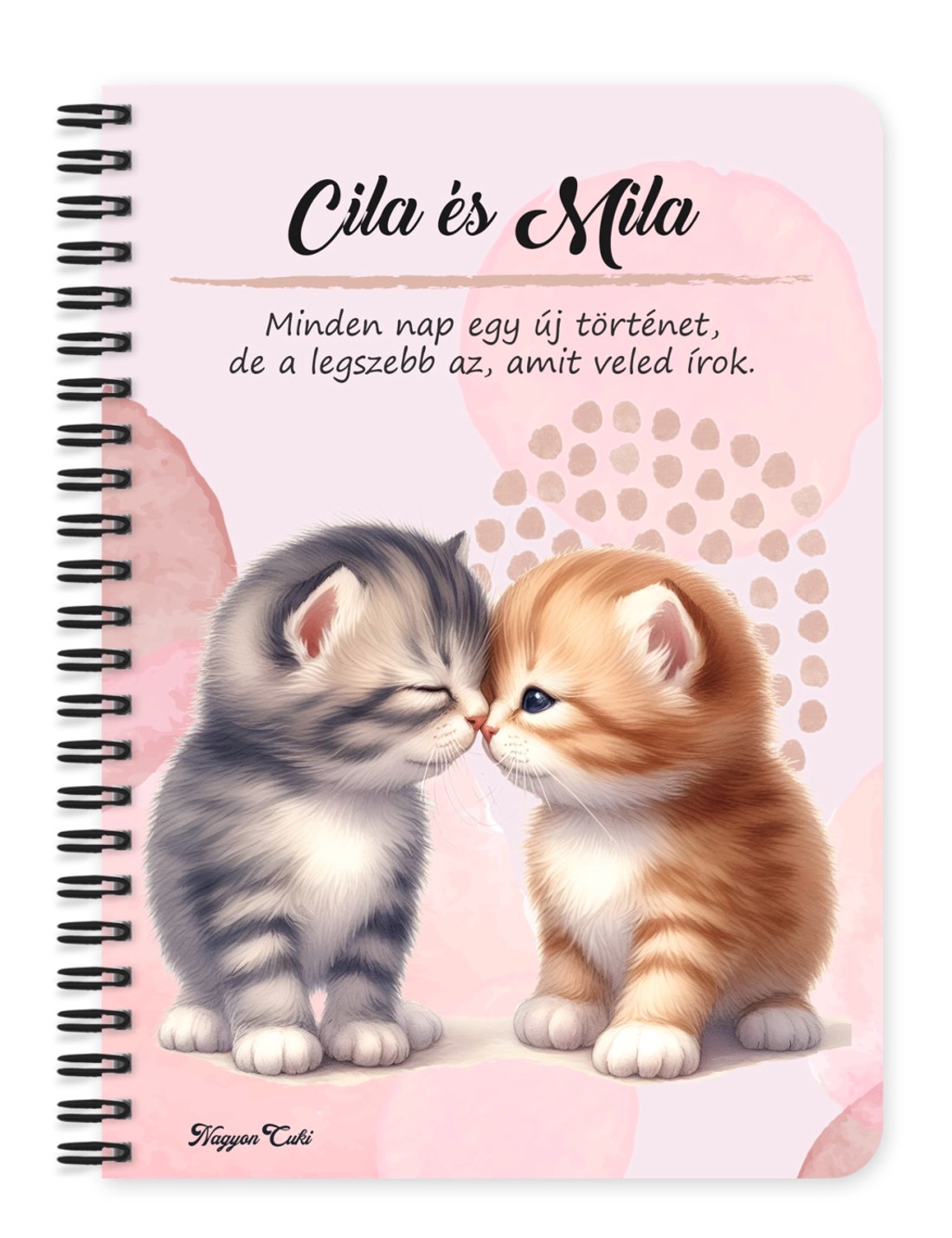 Személyre szabható - Puszilkodós cuki cicák mintás A6-os füzet - otthon & életmód - papír, írószer - jegyzetfüzet & napló - Meska.hu