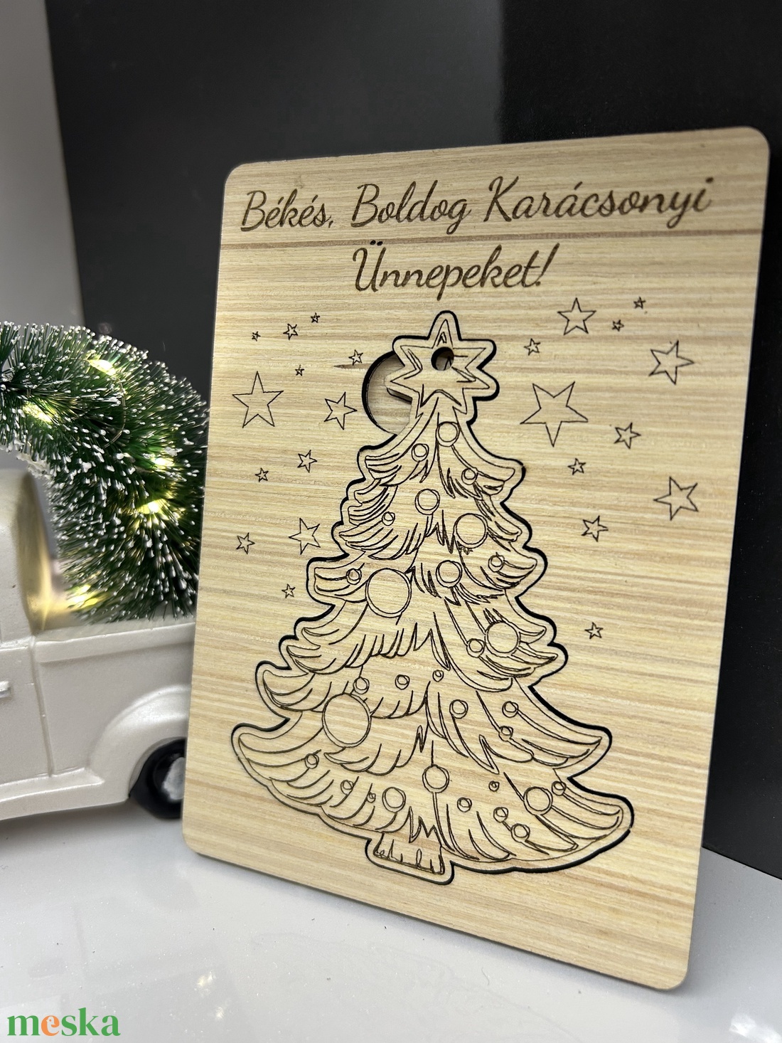 Karácsonyi üdvözlőlap, kivehető dísszel - karácsony - karácsonyi ajándékozás - karácsonyi képeslap, üdvözlőlap, ajándékkísérő - Meska.hu
