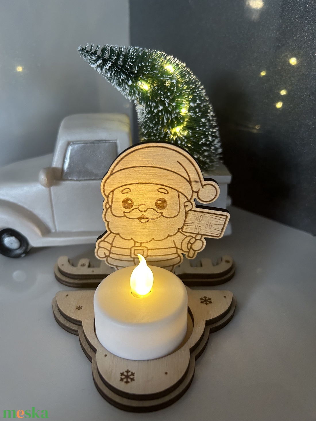 Karácsonyi mécses tartó fából  - karácsony - karácsonyi lakásdekoráció - karácsonyi illatgyertya, mécses - Meska.hu