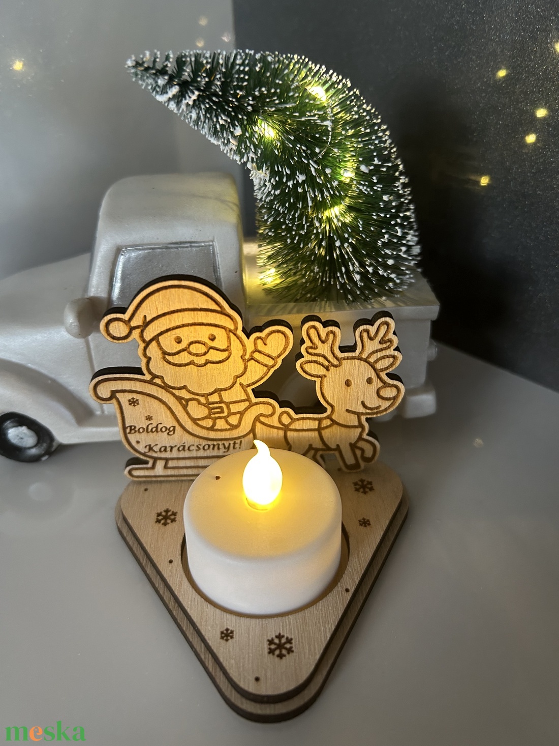 Karácsonyi mécses tartó fából  - karácsony - karácsonyi lakásdekoráció - karácsonyi illatgyertya, mécses - Meska.hu