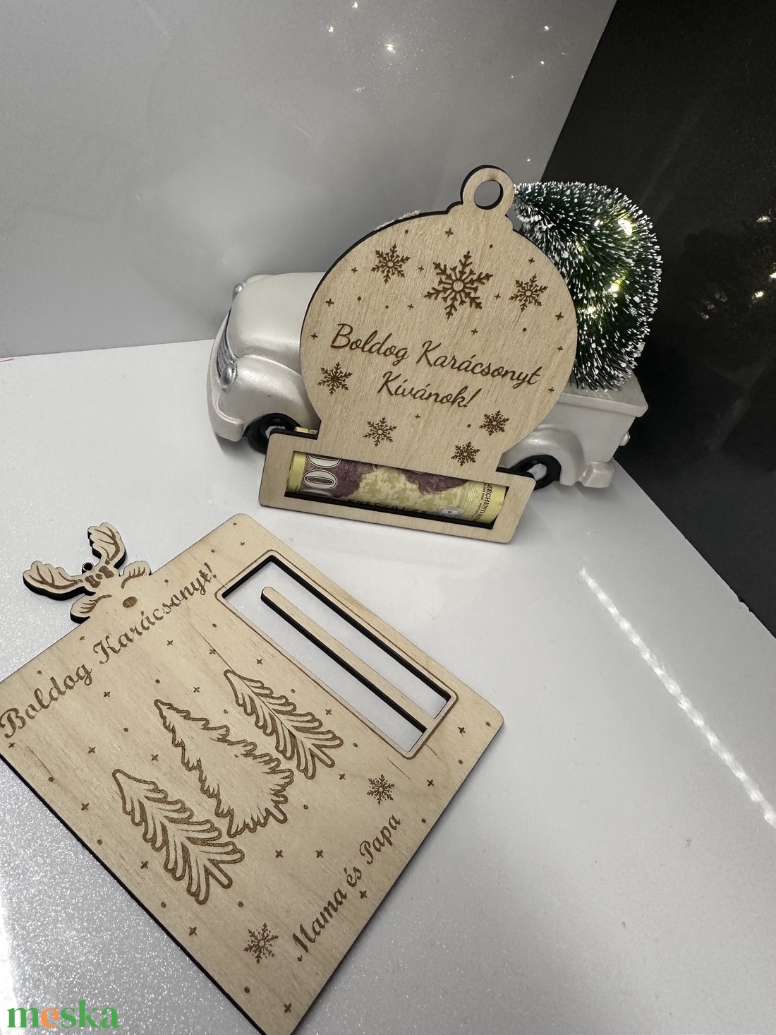 Karácsonyi  pénzátadó fadísz - karácsony - karácsonyi ajándékozás - karácsonyi képeslap, üdvözlőlap, ajándékkísérő - Meska.hu
