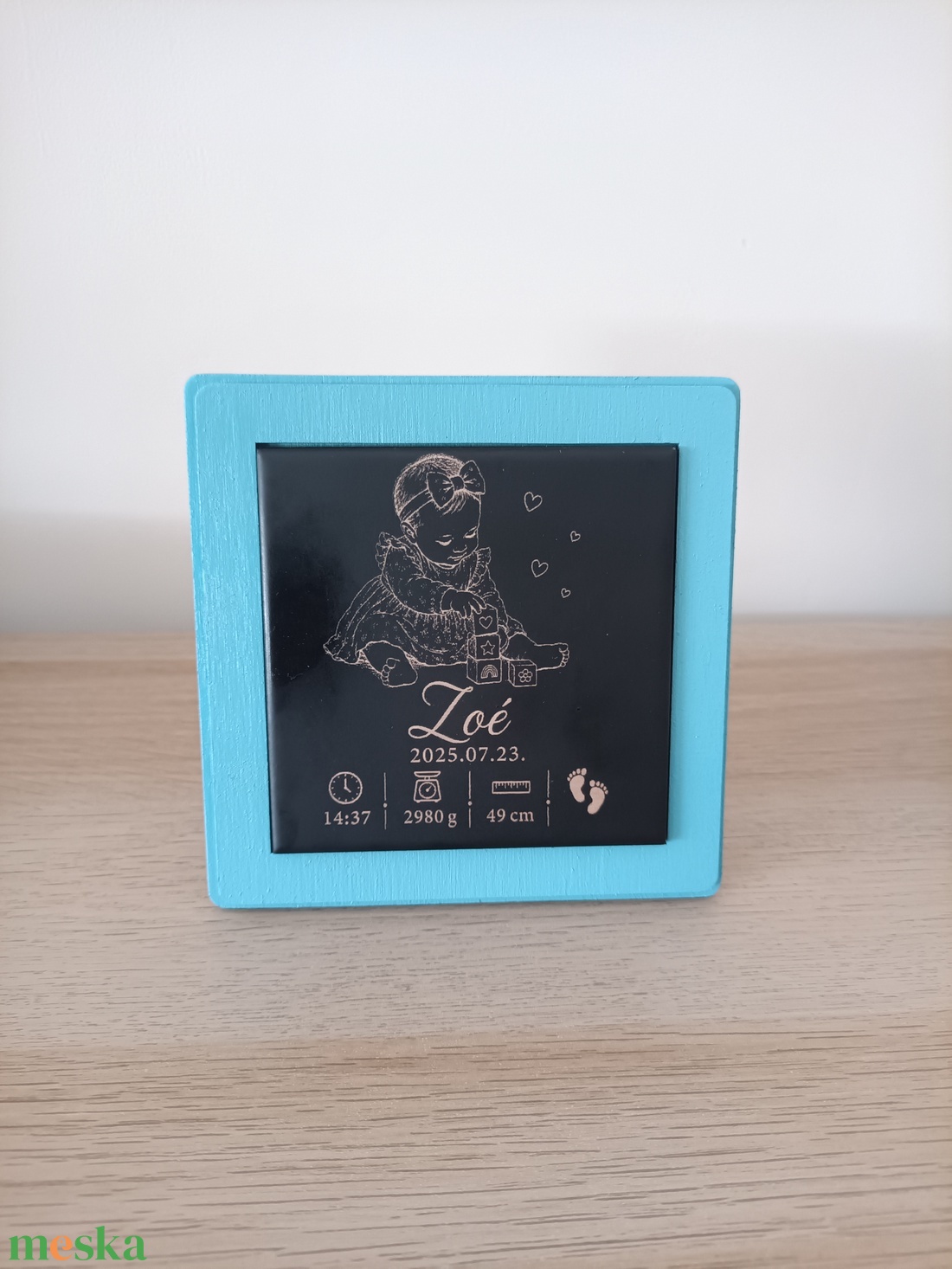 Egyedi gravírozott baba emlékkép � Névvel és születési adatokkal - baba - mama - babaszoba dekoráció - baba névtábla - Meska.hu