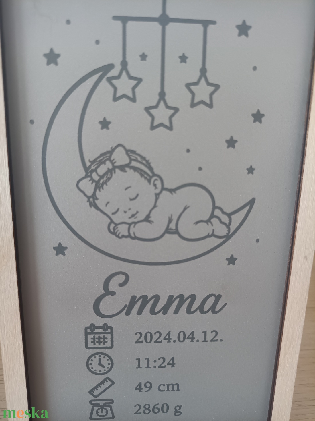 Rozsdamentes acél baba emléktábla � Névvel és születési adatokkal - baba - mama - babaszoba dekoráció - babanév dekoráció - Meska.hu