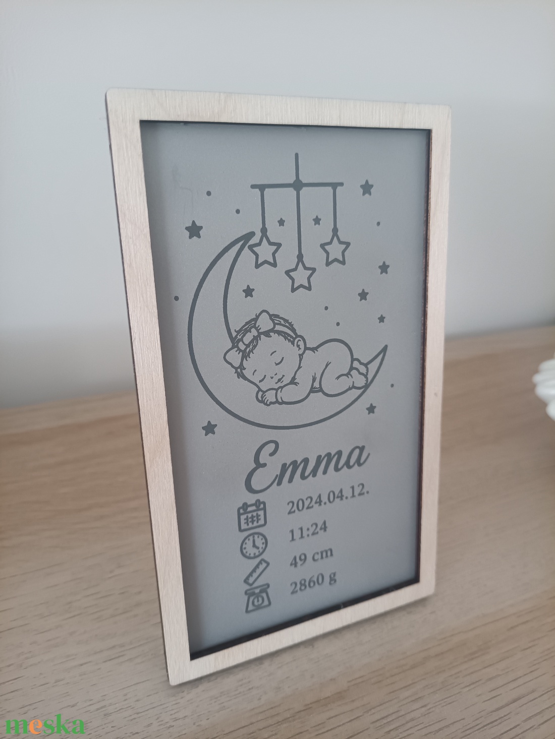 Rozsdamentes acél baba emléktábla � Névvel és születési adatokkal - baba - mama - babaszoba dekoráció - babanév dekoráció - Meska.hu