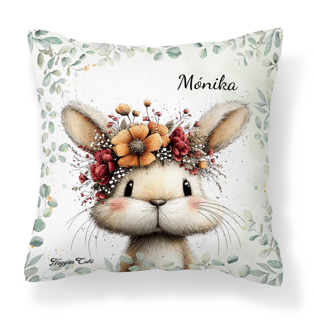 Névvel kérhető - Tavasz hírnöke, a mezei nyuszi mintás párna - otthon & életmód - lakástextil - párna & párnahuzat - díszpárna (belsővel együtt) - Meska.hu
