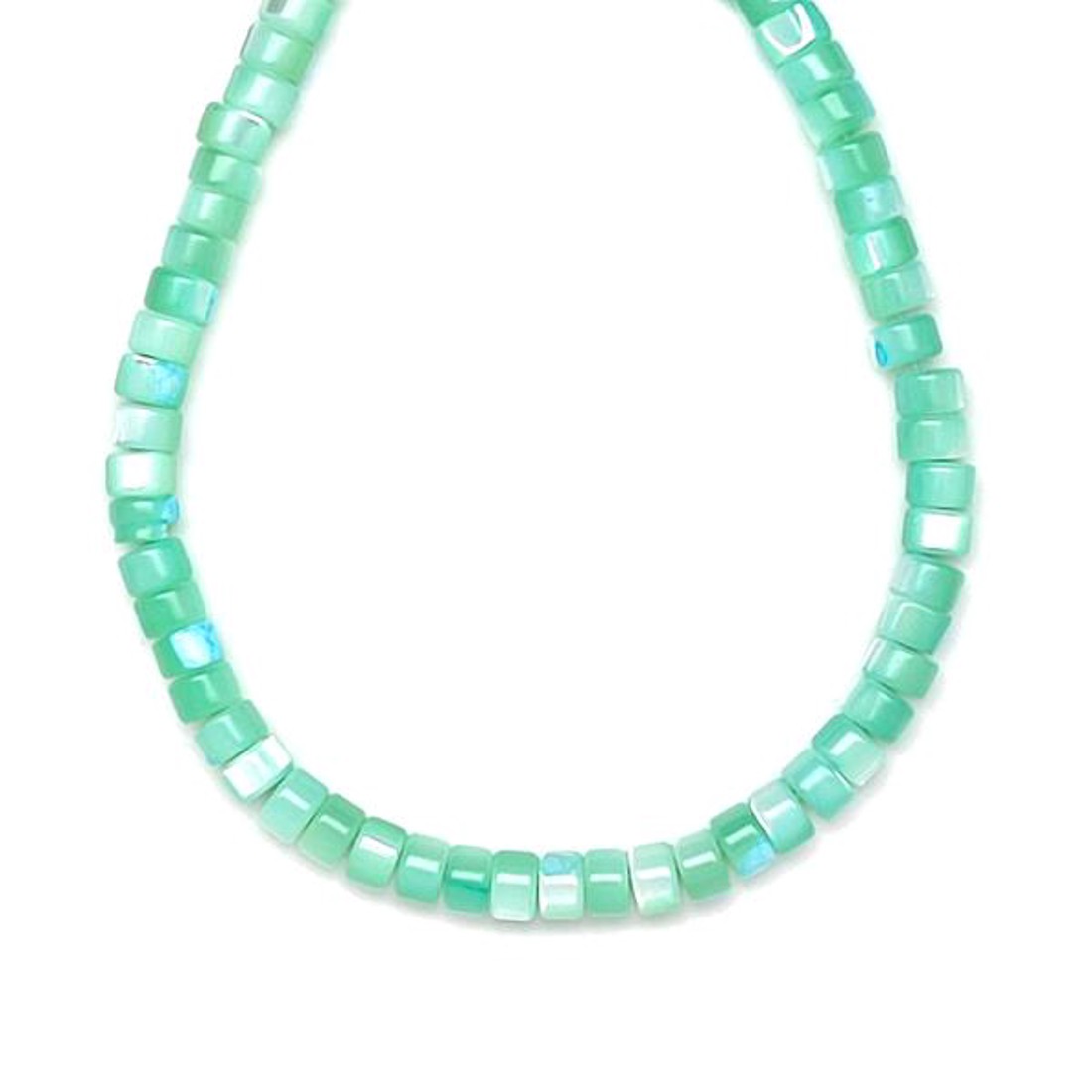 Kagyló szinezett viálgos zöld korong 4-5x3,5mm  ékszerkészítő alapanyag (füzér) - kellékek & szerszámok - ásvány alapanyag - ásványfüzér - Meska.hu