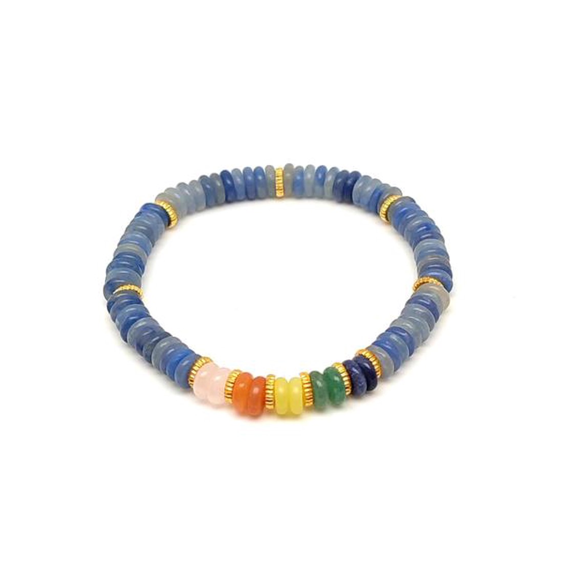 Kékkvarc ásvány karkötő 5 korong köves díszítéssel 62 mm - ékszer - karkötő - ásványkarkötő - Meska.hu