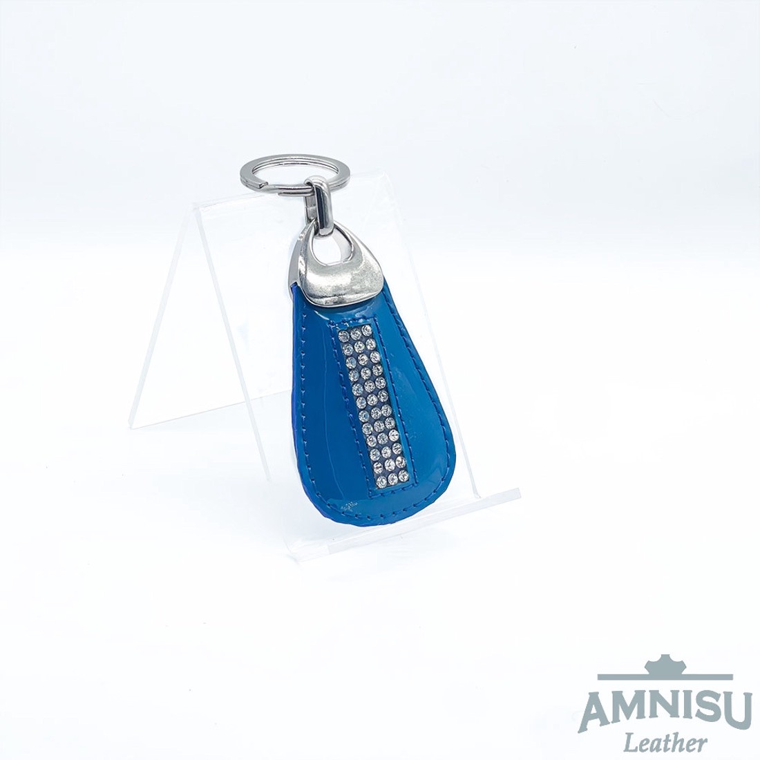 Türkiz lakk csepp alakú swarovski köves bőr kulcstartó H7004 - táska & tok - kulcstartó & táskadísz - kulcstartó - Meska.hu