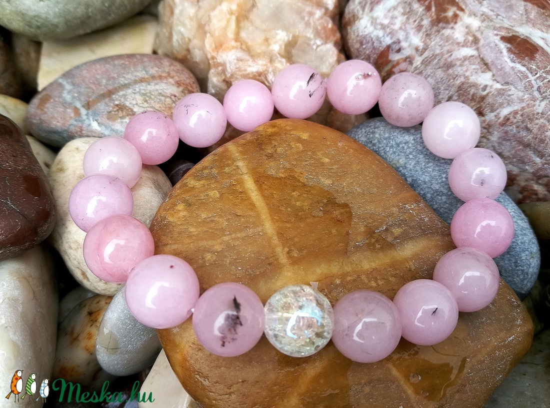 Cseresznyevirág jáspis ásványkarkötő aurakvarccal -  - Meska.hu