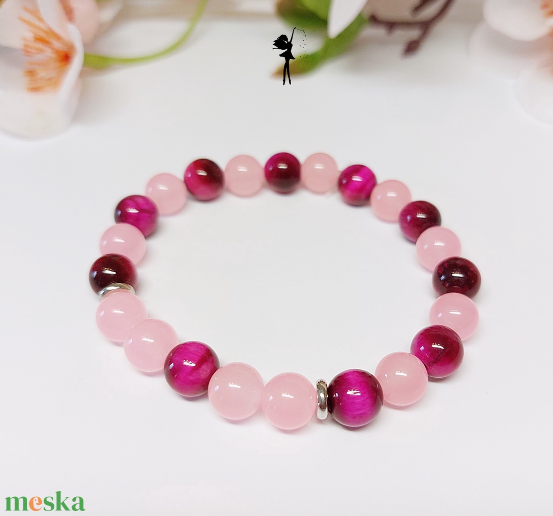 Pinkmánia V. ásványkarkötő pink tigrisszemből, jádéból, fém korongokkal - ékszer - karkötő - gyöngyös karkötő - Meska.hu Pinkmánia V. ásványkarkötő pink tigrisszemből, jádéból, fém korongokkal - ékszer - karkötő - gyöngyös karkötő - Meska.hu