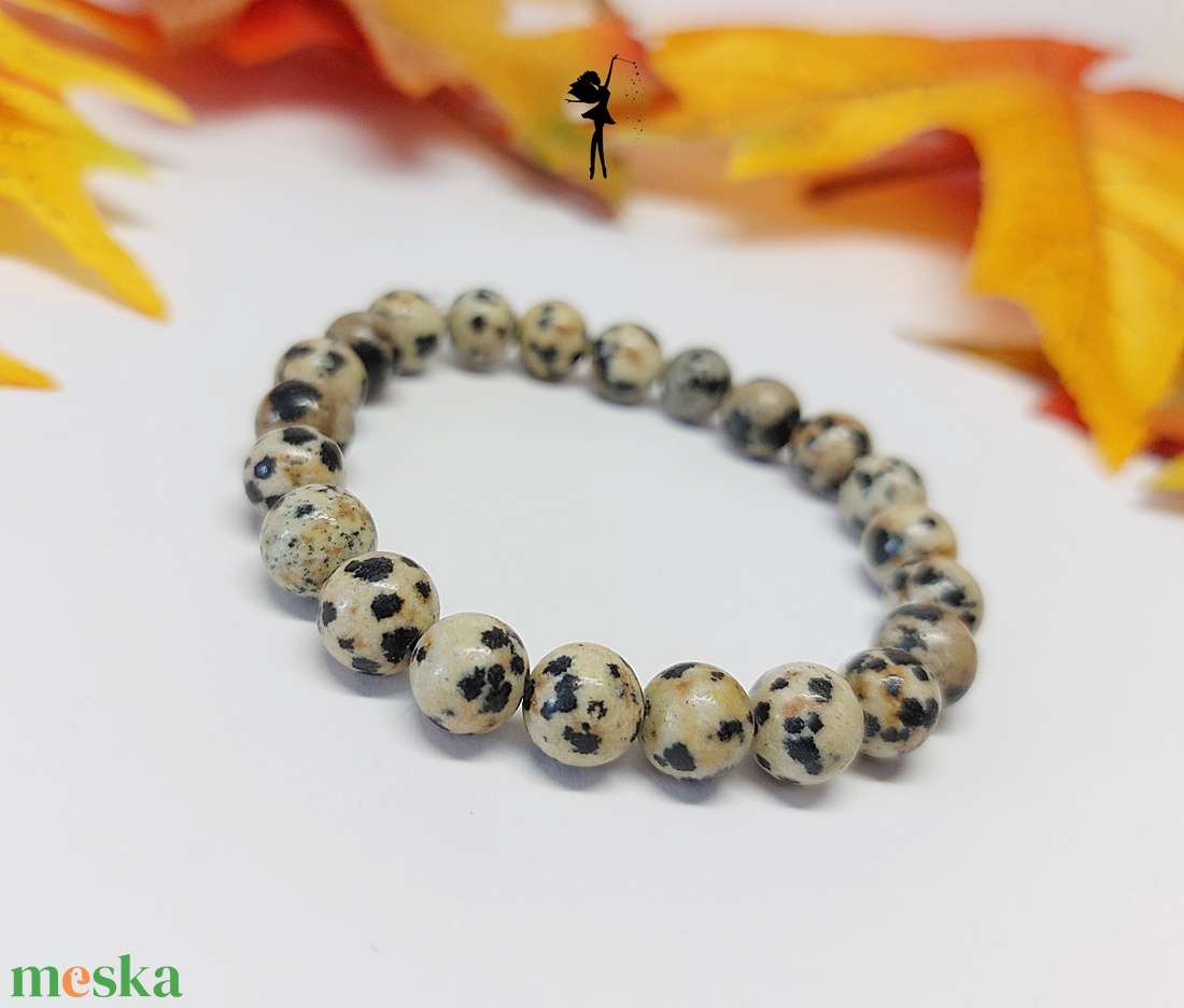Dalmata jáspis ásványkarkötő - ékszer - karkötő - ásványkarkötő - Meska.hu