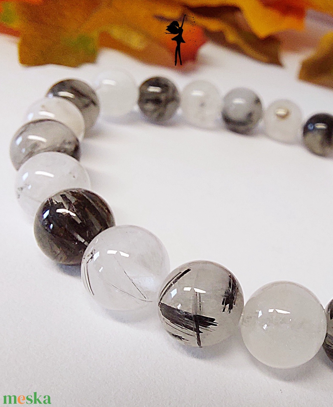 Turmalin kvarc ásványkarkötő - ékszer - karkötő - gyöngyös karkötő - Meska.hu