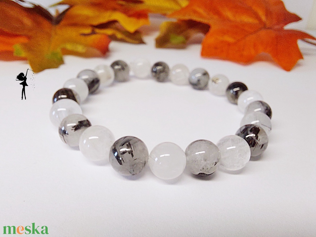 Turmalin kvarc ásványkarkötő - ékszer - karkötő - gyöngyös karkötő - Meska.hu