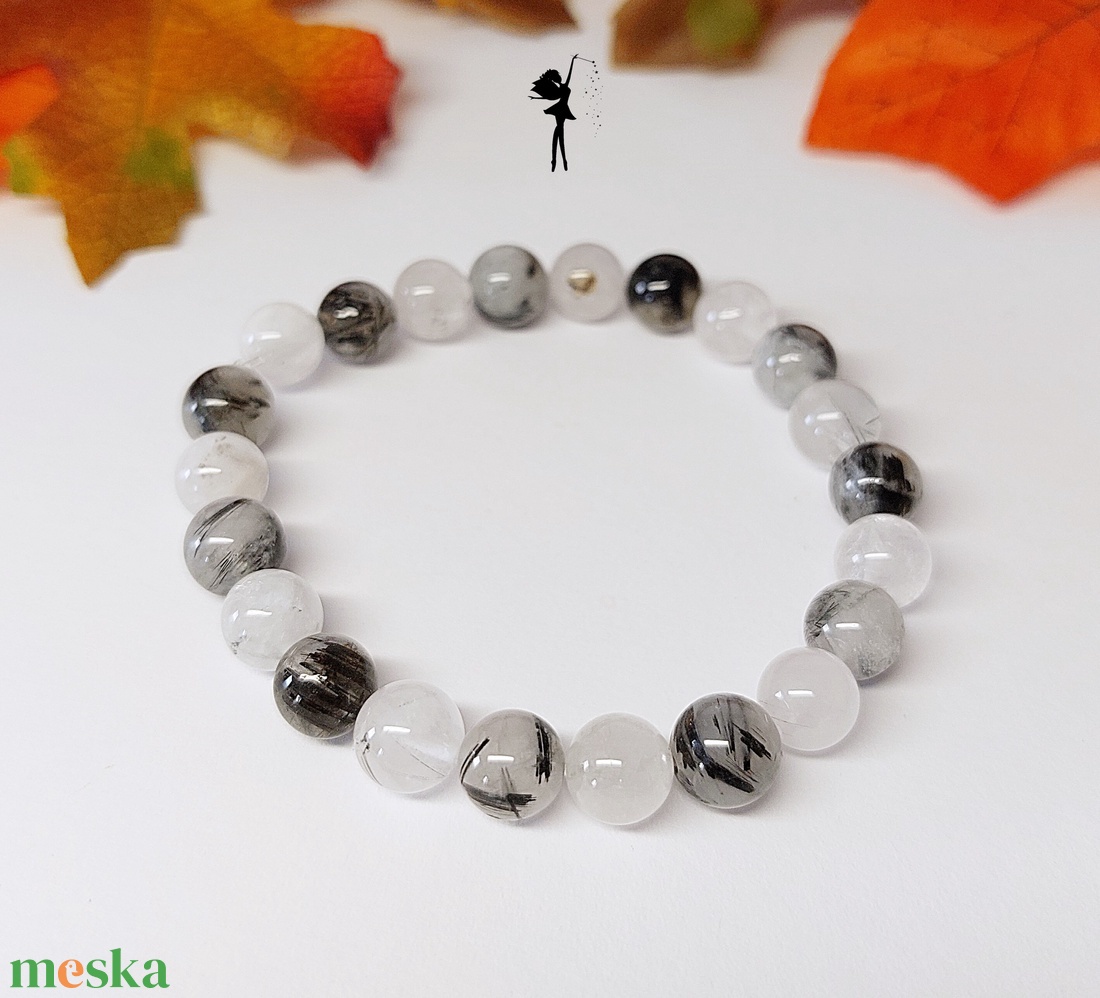 Turmalin kvarc ásványkarkötő - ékszer - karkötő - gyöngyös karkötő - Meska.hu