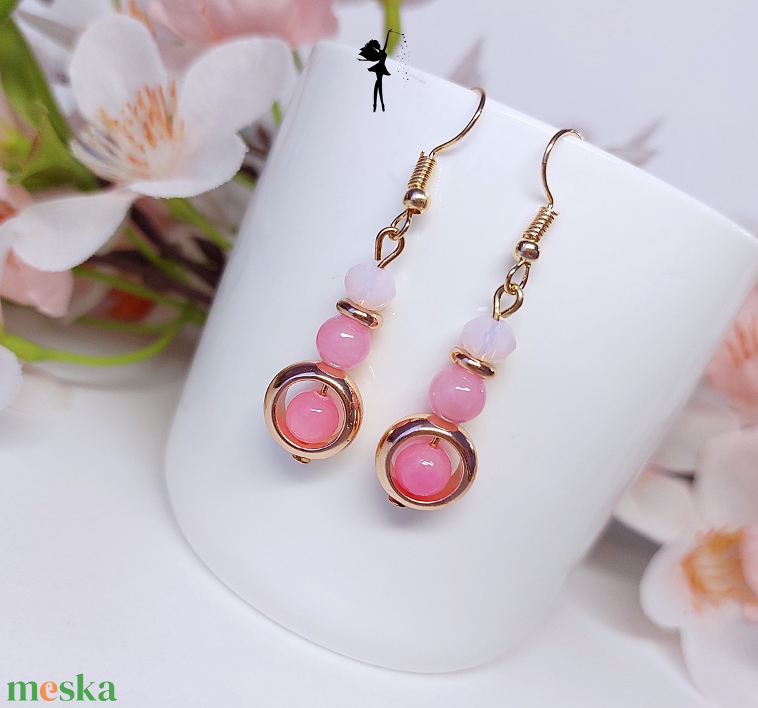 Rose gold hematit karikás fülbevaló rózsaszín jadéból, üveggyöngyből - ékszer - fülbevaló - lógó fülbevaló - Meska.hu Rose gold hematit karikás fülbevaló rózsaszín jadéból, üveggyöngyből - ékszer - fülbevaló - lógó fülbevaló - Meska.hu