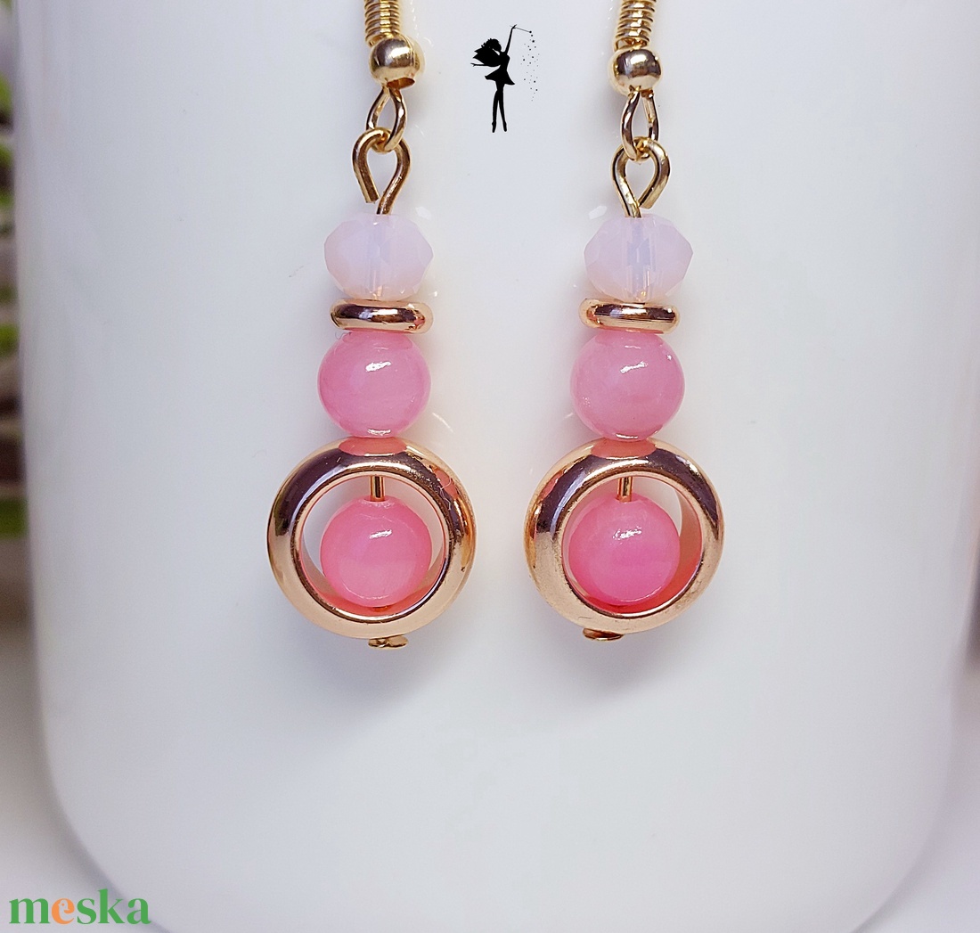 Rose gold hematit karikás fülbevaló rózsaszín jadéból, üveggyöngyből - ékszer - fülbevaló - lógó fülbevaló - Meska.hu Rose gold hematit karikás fülbevaló rózsaszín jadéból, üveggyöngyből - ékszer - fülbevaló - lógó fülbevaló - Meska.hu