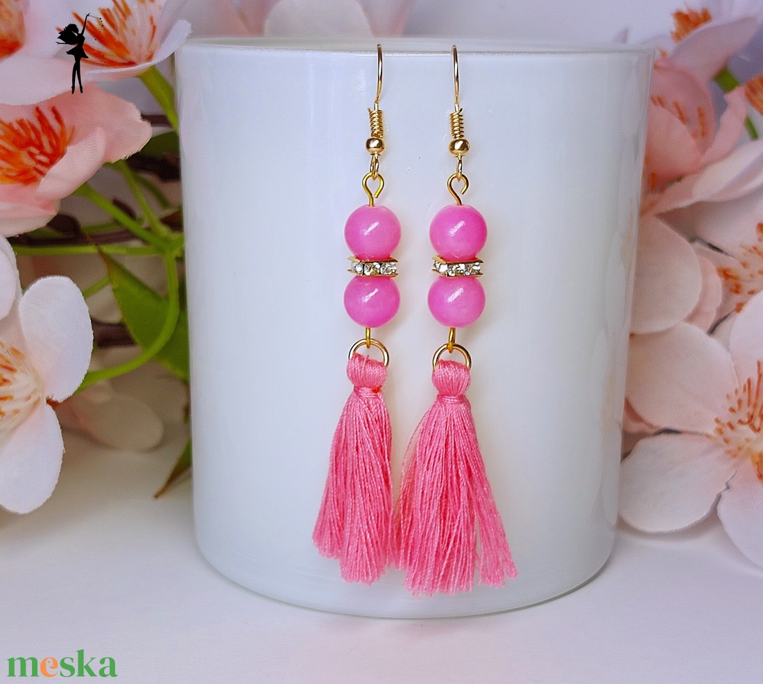Hosszú, pink rózsaszín bojtos fülbevaló - ékszer - fülbevaló - rojtos fülbevaló - Meska.hu Hosszú, pink rózsaszín bojtos fülbevaló - ékszer - fülbevaló - rojtos fülbevaló - Meska.hu