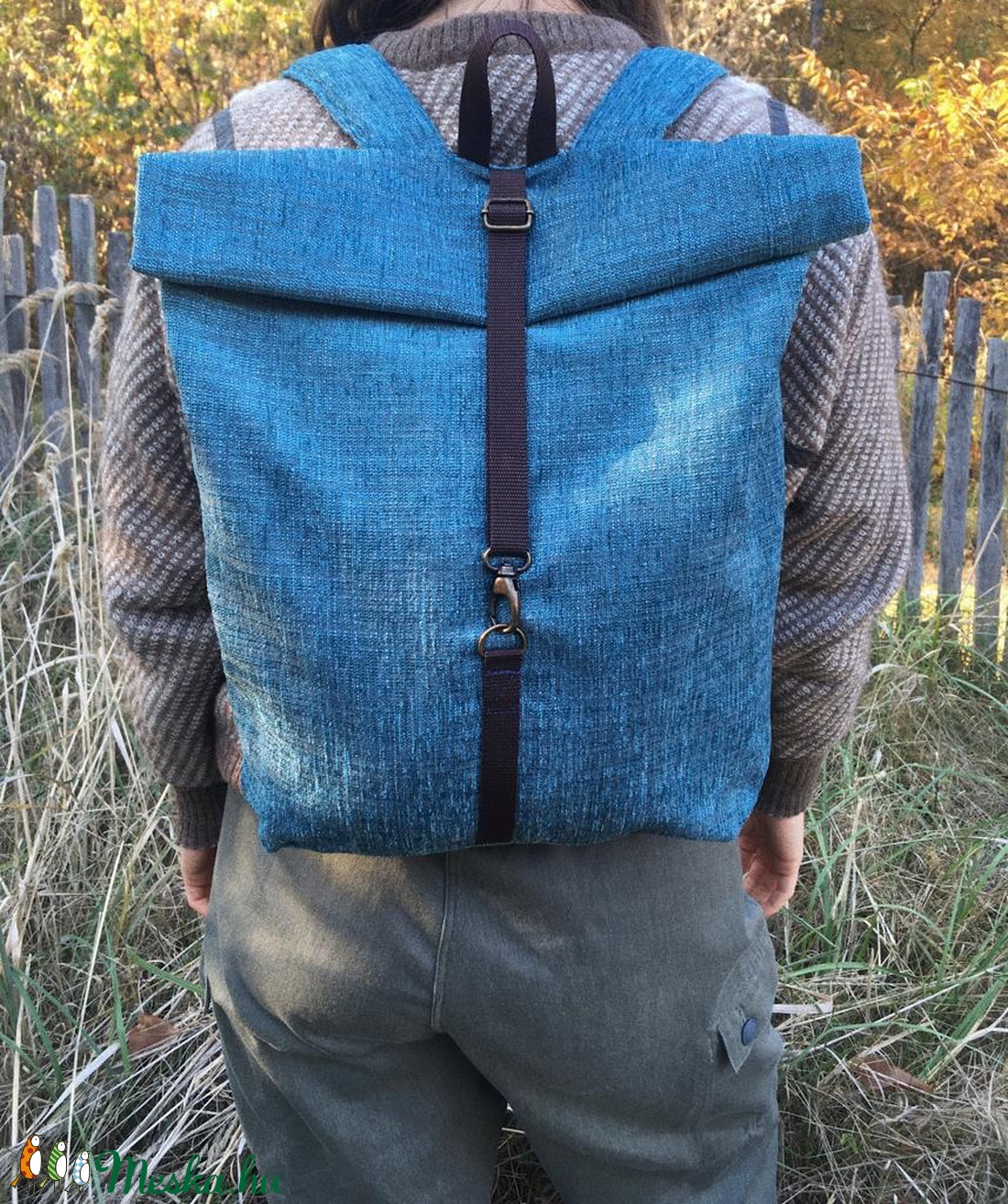 Kék textil vegán hátizsák - táska & tok - hátizsák - roll top hátizsák - Meska.hu Kék textil vegán hátizsák - táska & tok - hátizsák - roll top hátizsák - Meska.hu