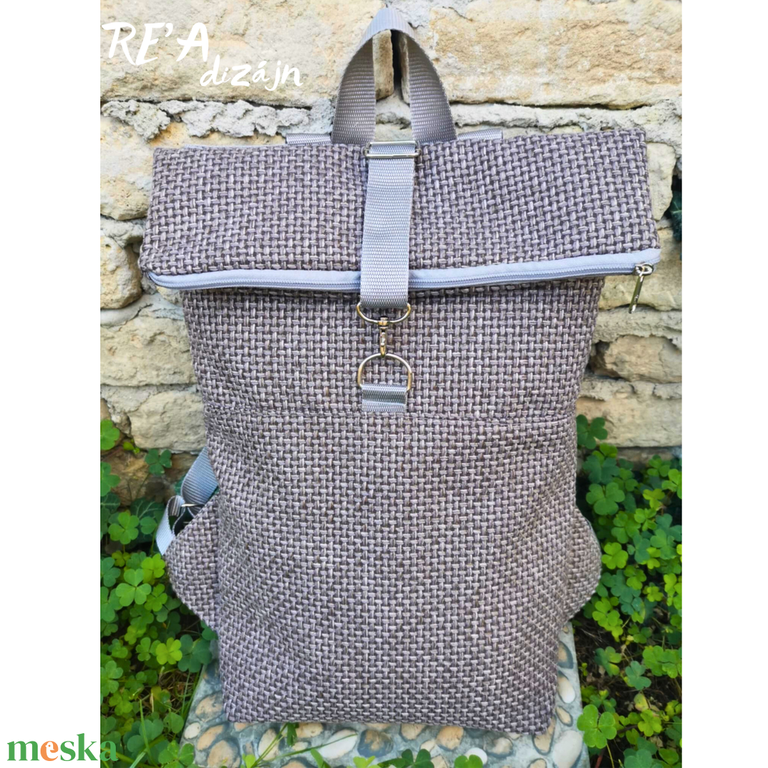 RE'A dizájn Gray Rubric rolltop hátizsák  M méret - táska & tok - hátizsák - roll top hátizsák - Meska.hu