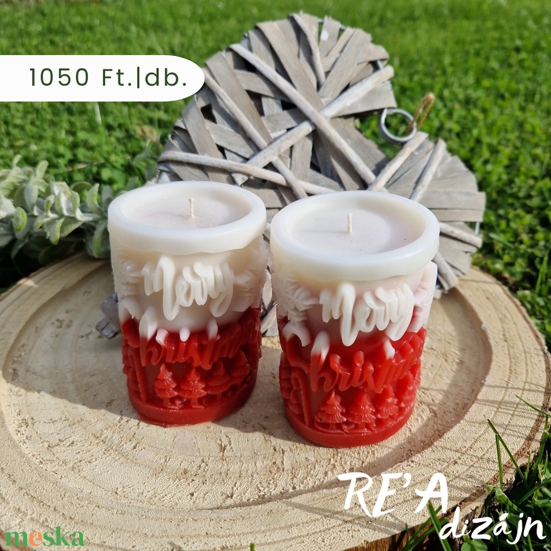 RE'A dizájn újrahasznosított Merry Christmas 1. gyertya - karácsony - adventi díszek - adventi gyertyadíszek és koszorúdíszek - Meska.hu