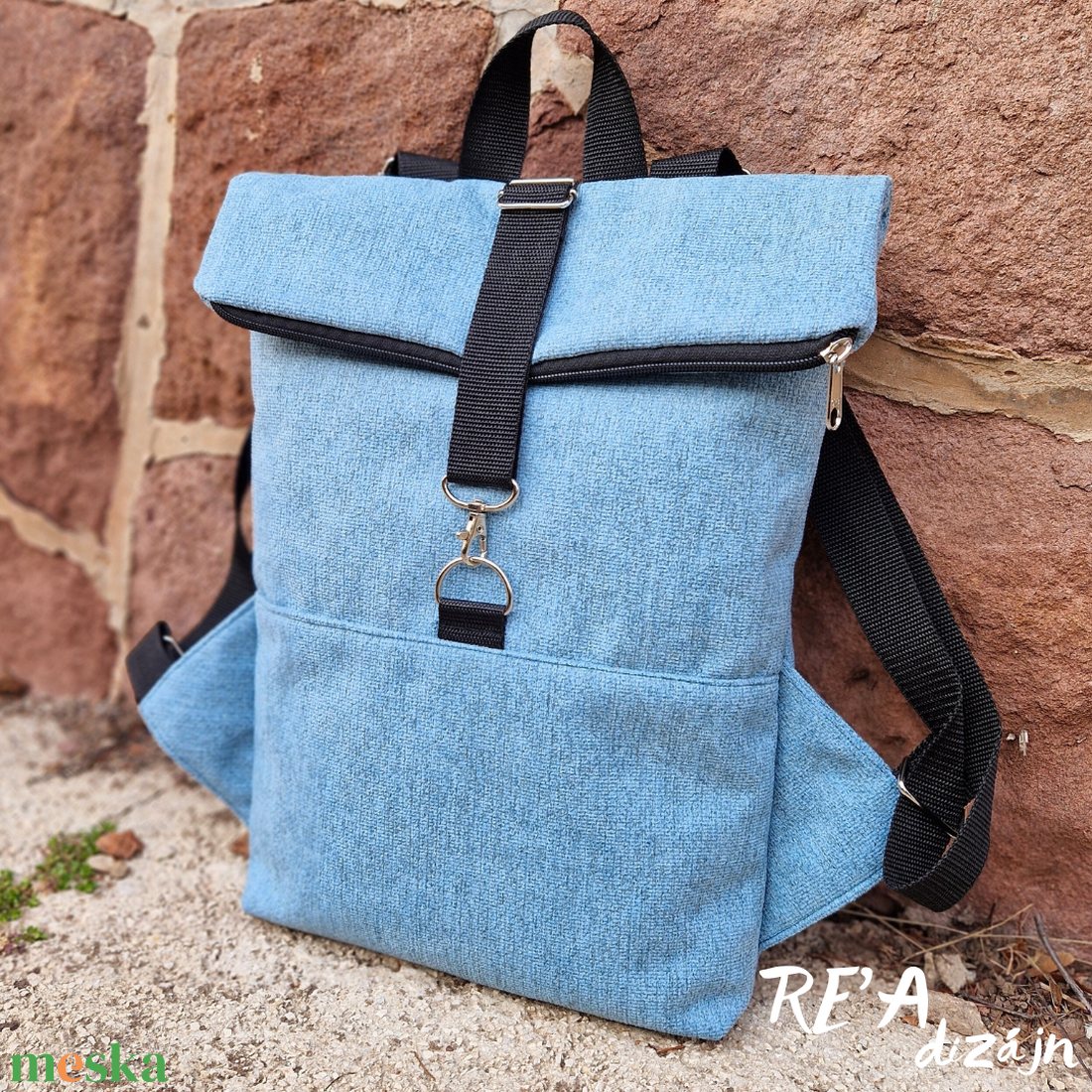 RE'A dizájn Pastel Blue rolltop hátizsák S méret - táska & tok - hátizsák - roll top hátizsák - Meska.hu RE'A dizájn Pastel Blue rolltop hátizsák S méret - táska & tok - hátizsák - roll top hátizsák - Meska.hu