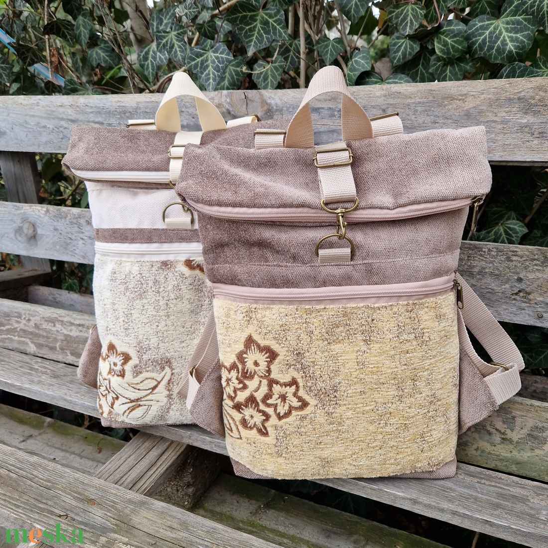 RE'A dizájn Flower 2. rolltop hátizsák  S/ M közötti méret - táska & tok - hátizsák - roll top hátizsák - Meska.hu