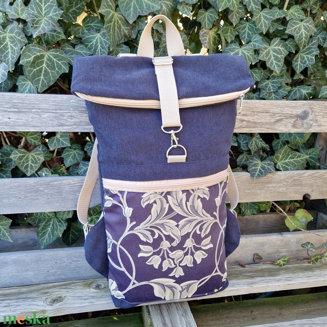RE'A dizájn Renaissance Flowers 3. rolltop hátizsák - M méret - táska & tok - hátizsák - roll top hátizsák - Meska.hu