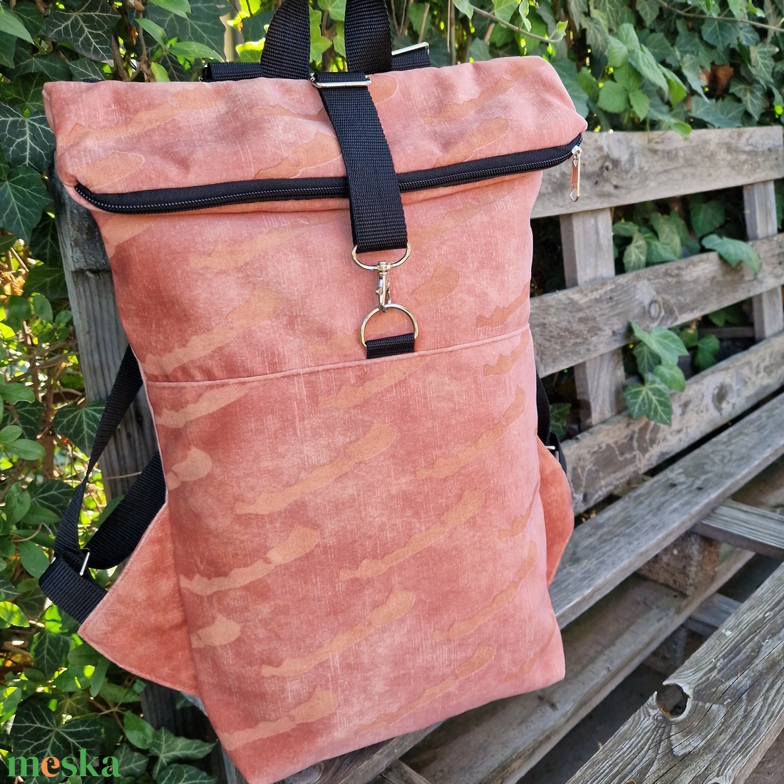 Full Balaton  fakó rózsaszín rolltop hátizsák - L méret - táska & tok - hátizsák - roll top hátizsák - Meska.hu