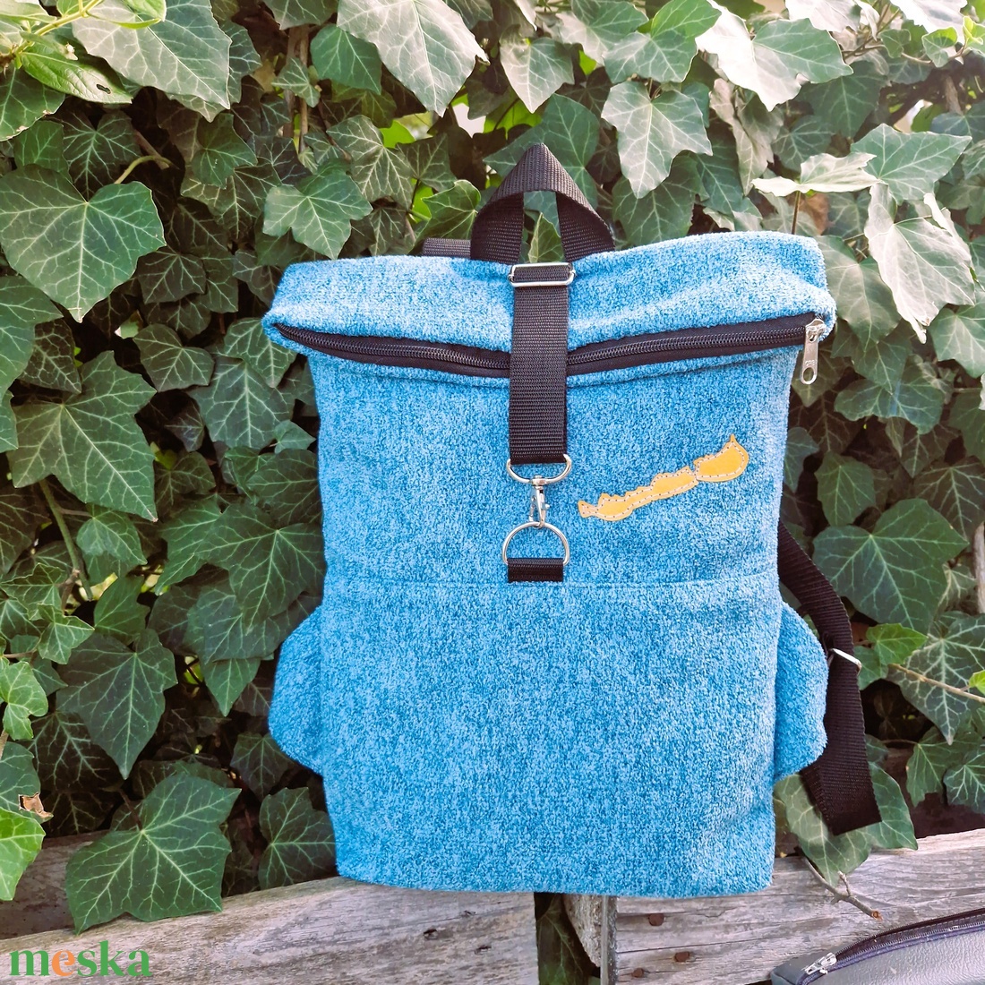 RE'A dizájn Kék Balaton rolltop hátizsák  S/M méret - táska & tok - hátizsák - roll top hátizsák - Meska.hu