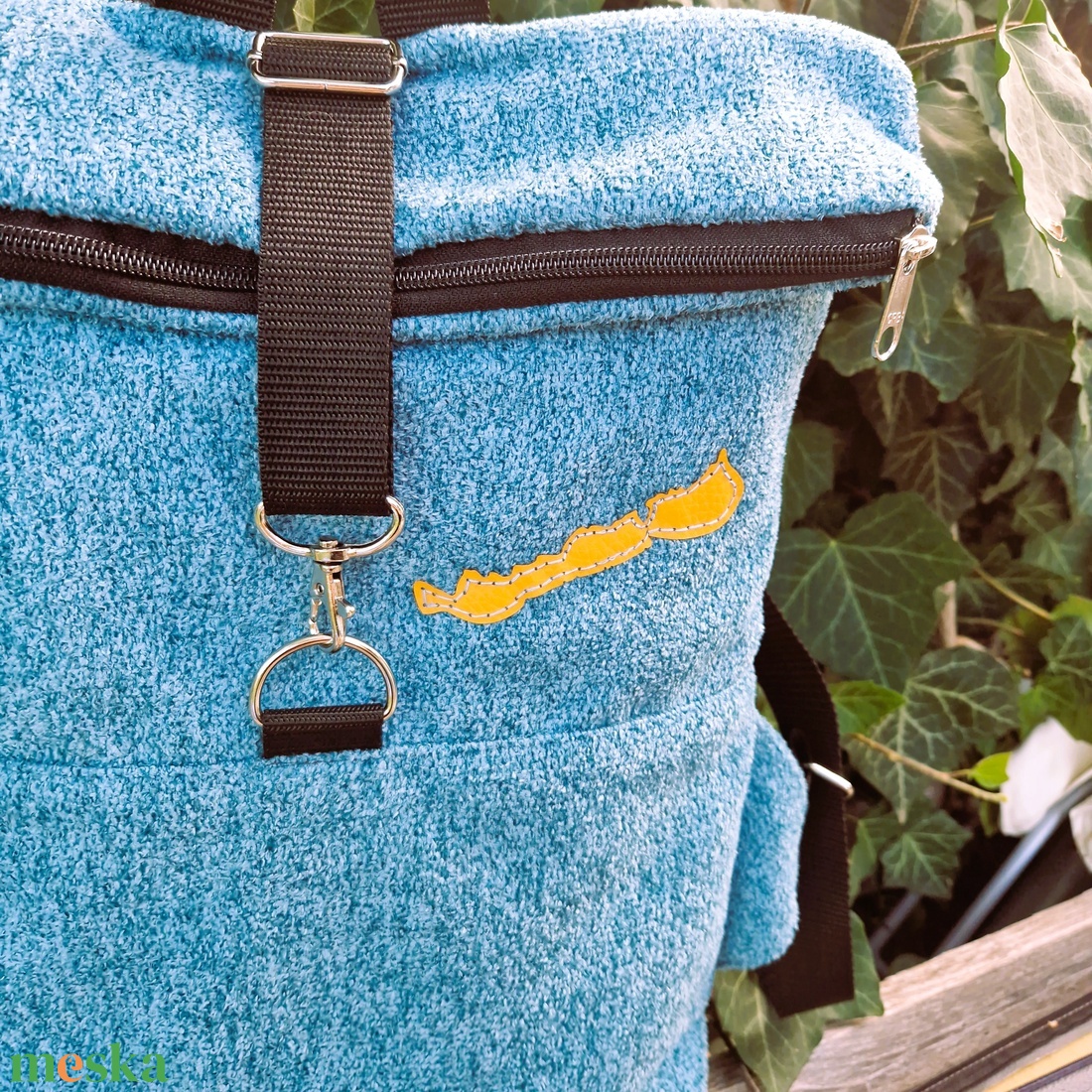RE'A dizájn Kék Balaton rolltop hátizsák  S/M méret - táska & tok - hátizsák - roll top hátizsák - Meska.hu