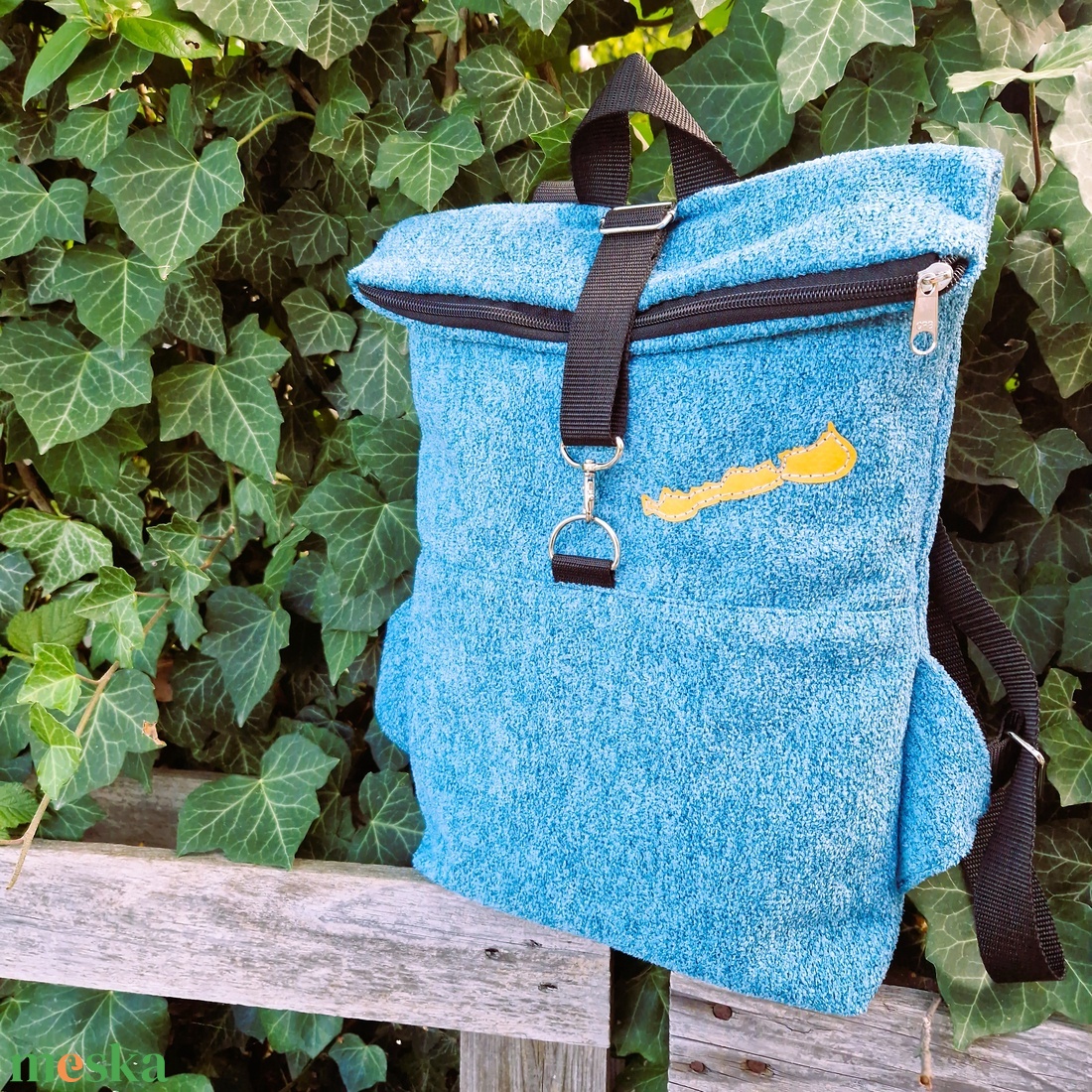 RE'A dizájn Kék Balaton rolltop hátizsák  S/M méret - táska & tok - hátizsák - roll top hátizsák - Meska.hu