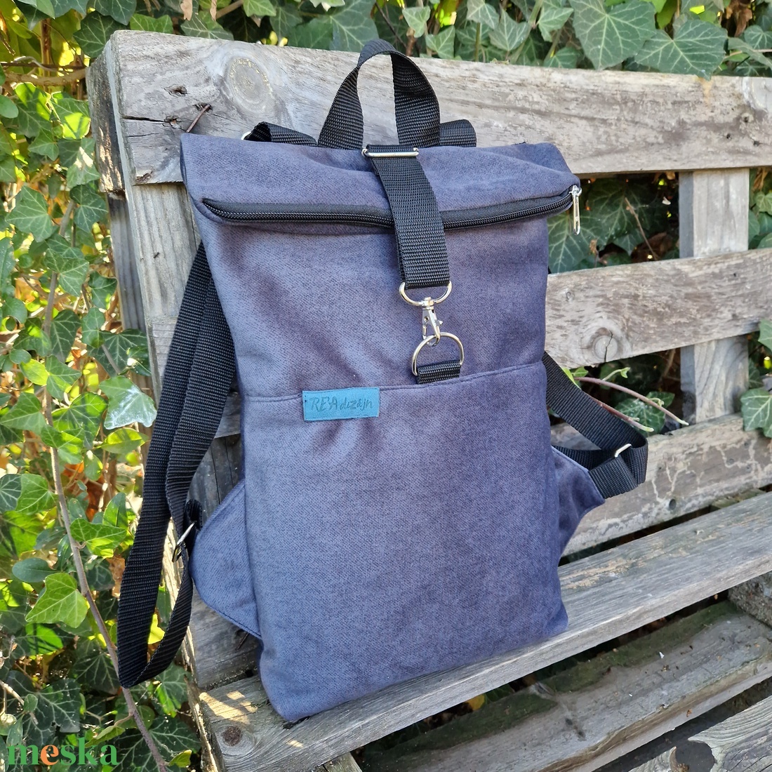 RE'A dizájn Steel Blue hátizsák  S méret - táska & tok - hátizsák - roll top hátizsák - Meska.hu