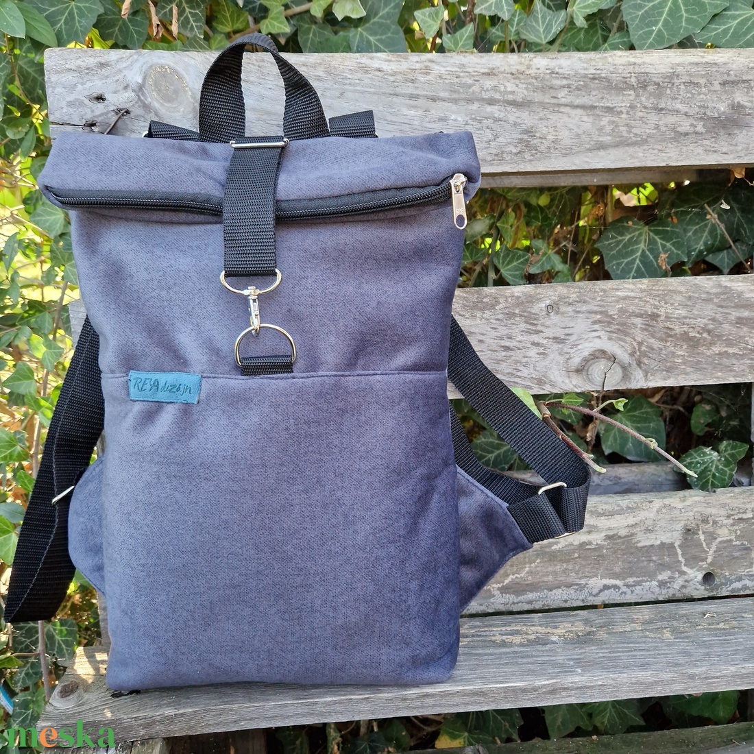 RE'A dizájn Steel Blue hátizsák  S méret - táska & tok - hátizsák - roll top hátizsák - Meska.hu