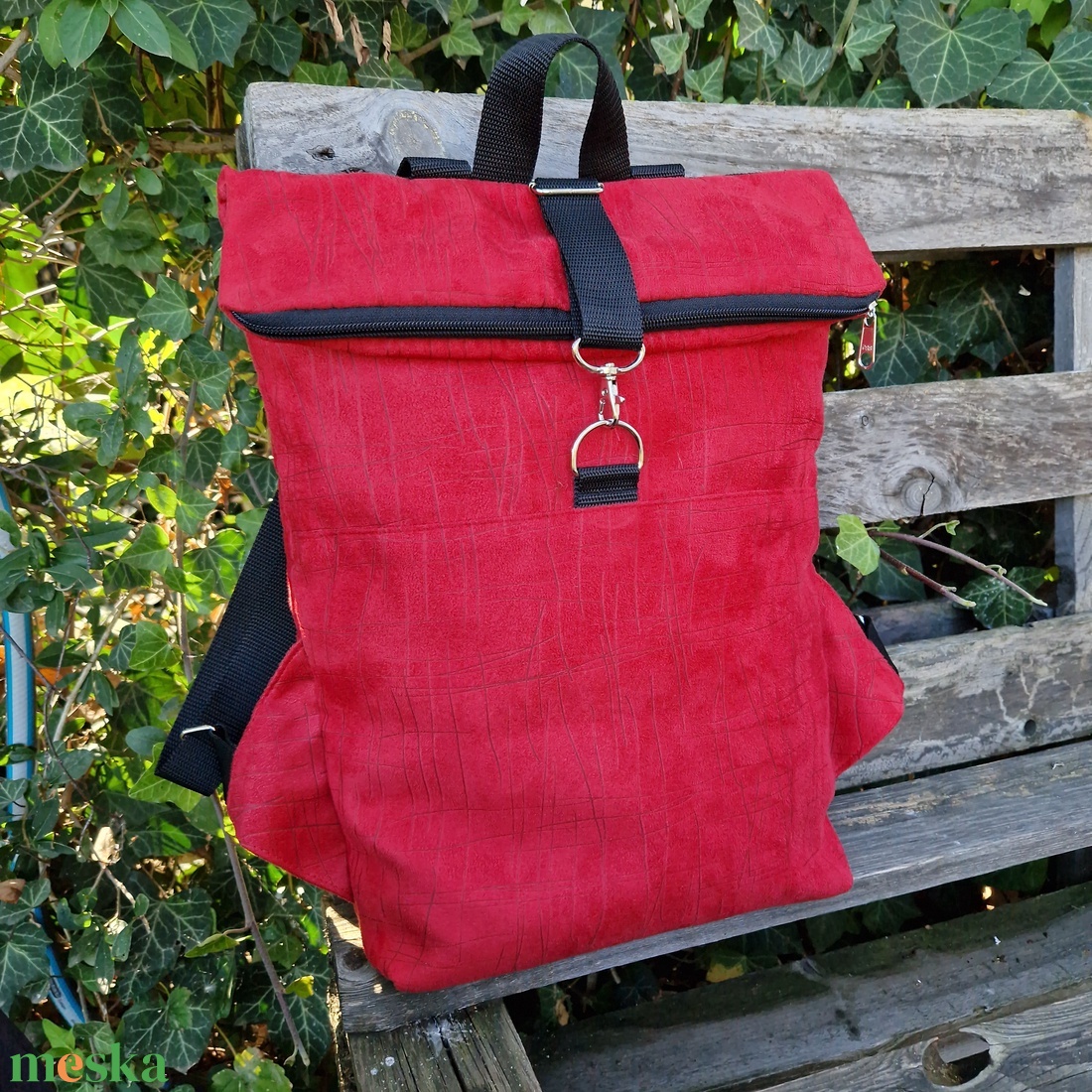 RE'A dizájn Autumn Red rolltop hátizsák  S/M közötti méret - táska & tok - hátizsák - roll top hátizsák - Meska.hu