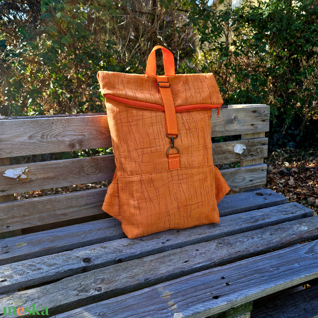 RE'A dizájn Summer Orange rolltop hátizsák  L méret - táska & tok - hátizsák - roll top hátizsák - Meska.hu