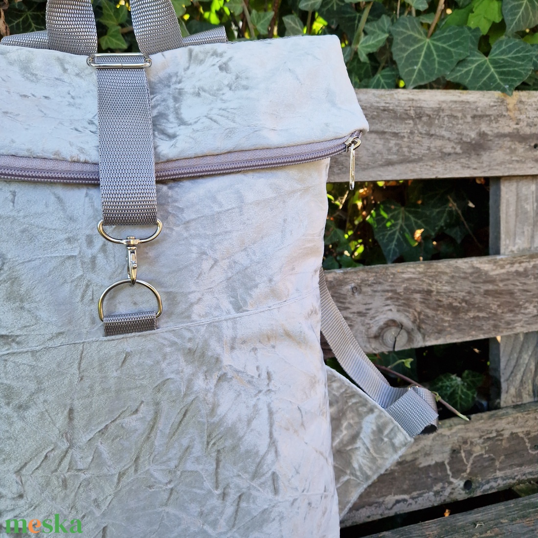 RE'A dizájn Silver Pearl - light gray rolltop hátizsák  M/L közötti méret - táska & tok - hátizsák - roll top hátizsák - Meska.hu