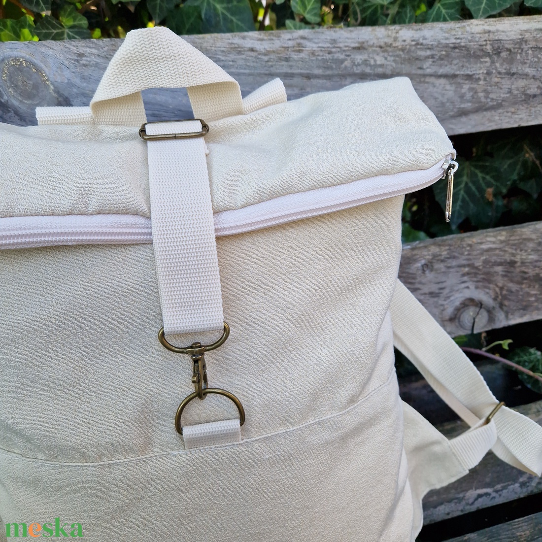 RE'A dizájn Silver Basic Beige rolltop hátizsák  S méret - táska & tok - hátizsák - roll top hátizsák - Meska.hu