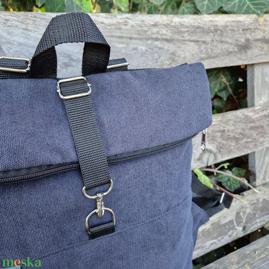 RE'A dizájn Dark Blue rolltop hátizsák  S méret - táska & tok - hátizsák - roll top hátizsák - Meska.hu